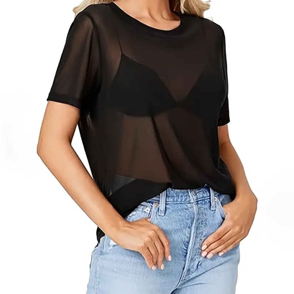Elegant Black Sheer Women's Top